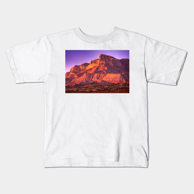 Guadalupe Peak Sunset- Guadalupe Mountains National Park Kids T-Shirt by StonePics